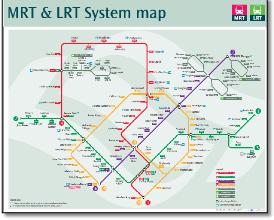 Singapore MRT & LRT train / rail map